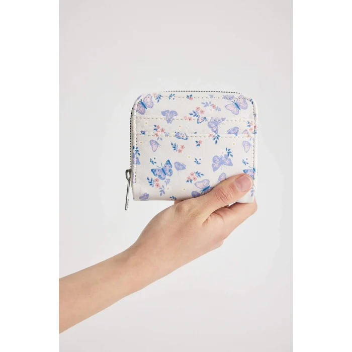 Defacto C1778AXBG26 Bej Kadın Kelebek Baskılı Suni Deri Cüzdan