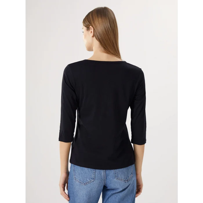 LCWAIKIKI Basic Siyah Bisiklet Yaka Kadın Tişört