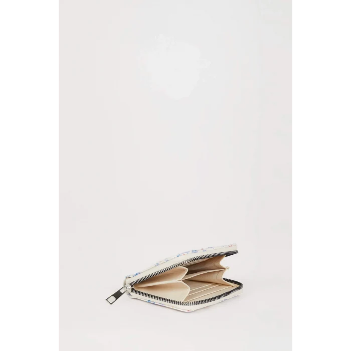 Defacto C1778AXBG26 Bej Kadın Kelebek Baskılı Suni Deri Cüzdan