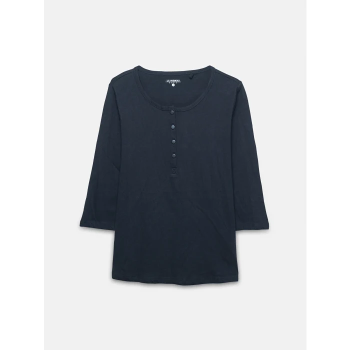 LCWAIKIKI Basic Siyah Bisiklet Yaka Kadın Tişört