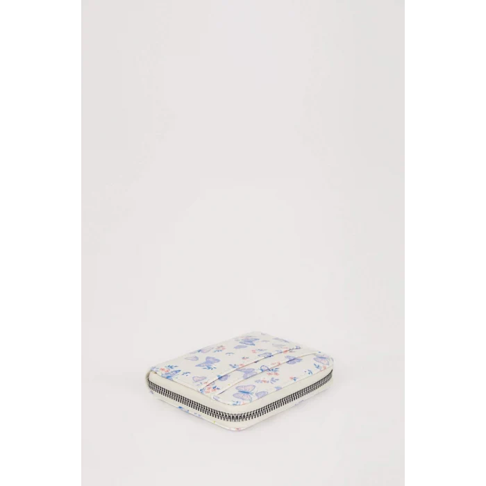 Defacto C1778AXBG26 Bej Kadın Kelebek Baskılı Suni Deri Cüzdan