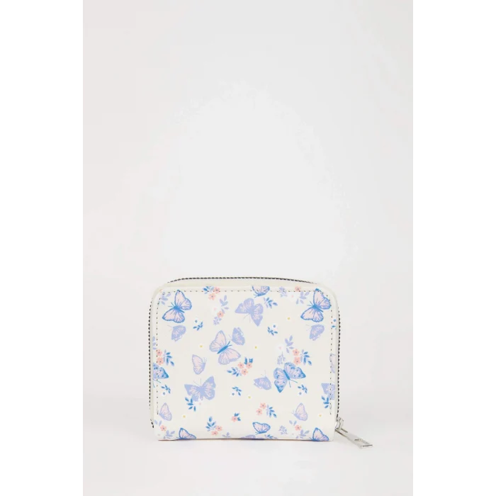 Defacto C1778AXBG26 Bej Kadın Kelebek Baskılı Suni Deri Cüzdan