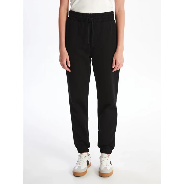 XSIDE Siyah Kadın Beli Lastikli Düz Jogger Eşofman Altı