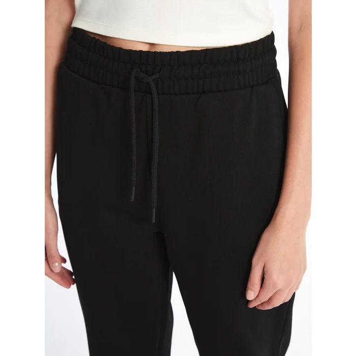 XSIDE Siyah Kadın Beli Lastikli Düz Jogger Eşofman Altı