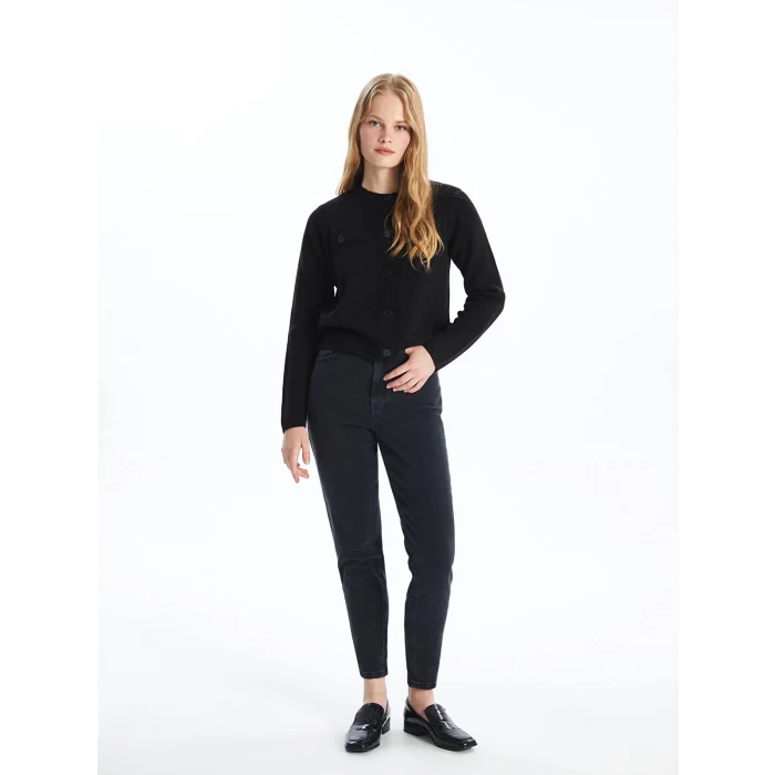 LCW Jeans Siyah Mom Fit Kadın Jean Pantolon