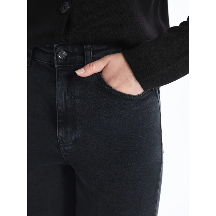 LCW Jeans Siyah Mom Fit Kadın Jean Pantolon
