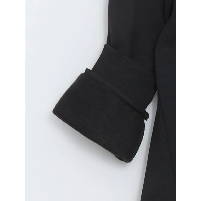 LCW Kids Siyah Kapüşonlu Kız Çocuk Elbise