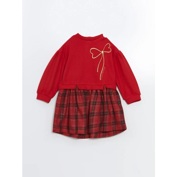 LCW Kids Kirmizi Bisiklet Yaka Kız Çocuk Elbise