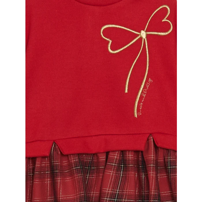 LCW Kids Kirmizi Bisiklet Yaka Kız Çocuk Elbise