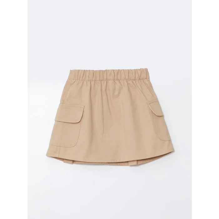 LCW Kids Bej Beli Lastikli Kız Çocuk Etek ve Külotlu Çorap 2li Takım