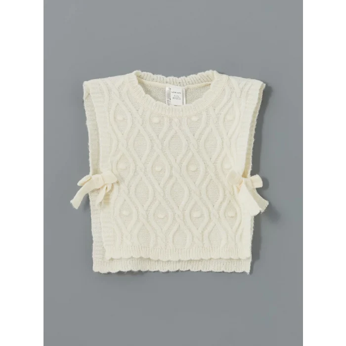 LCW Kids Ekru Bisiklet Yaka Kız Bebek Süveter