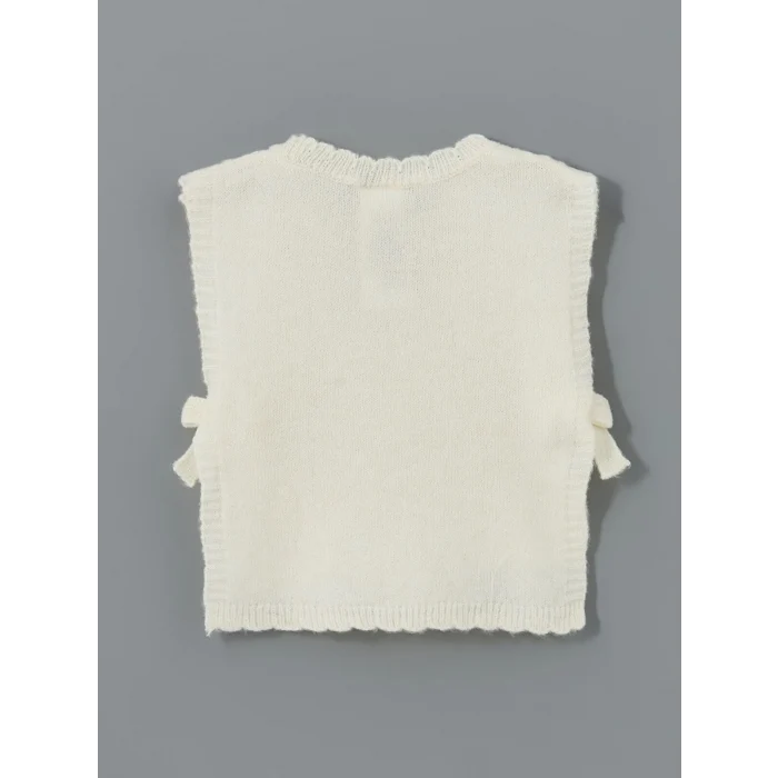 LCW Kids Ekru Bisiklet Yaka Kız Bebek Süveter
