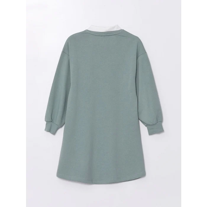 LCW Kids Yeşil Polo Yaka Kız Çocuk Elbise