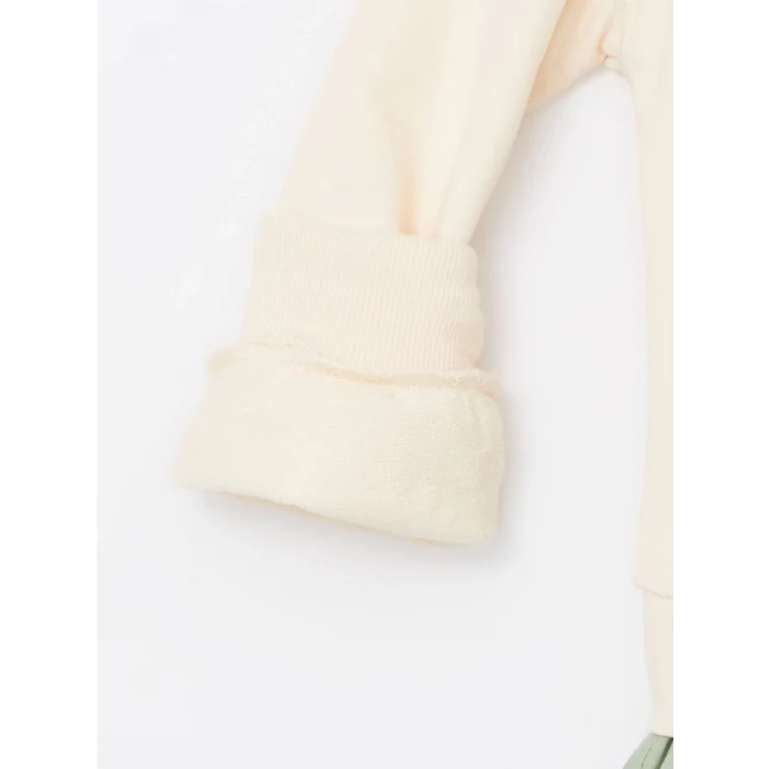 LCW Kids Bej Bisiklet Yaka Baskılı Kız Çocuk Elbise