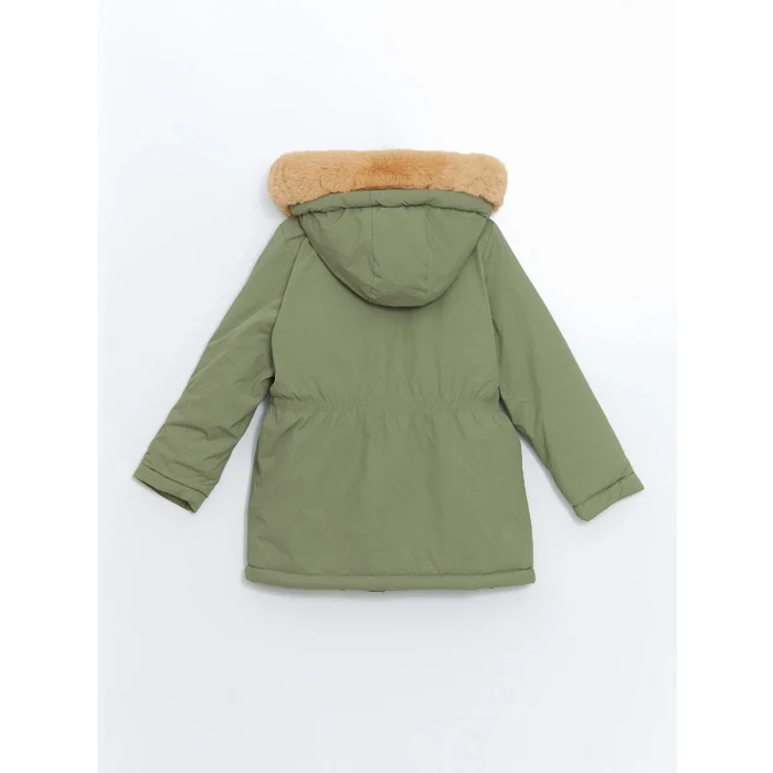 LCW Kids Yeşil Kapüşonlu Kız Çocuk Kaban