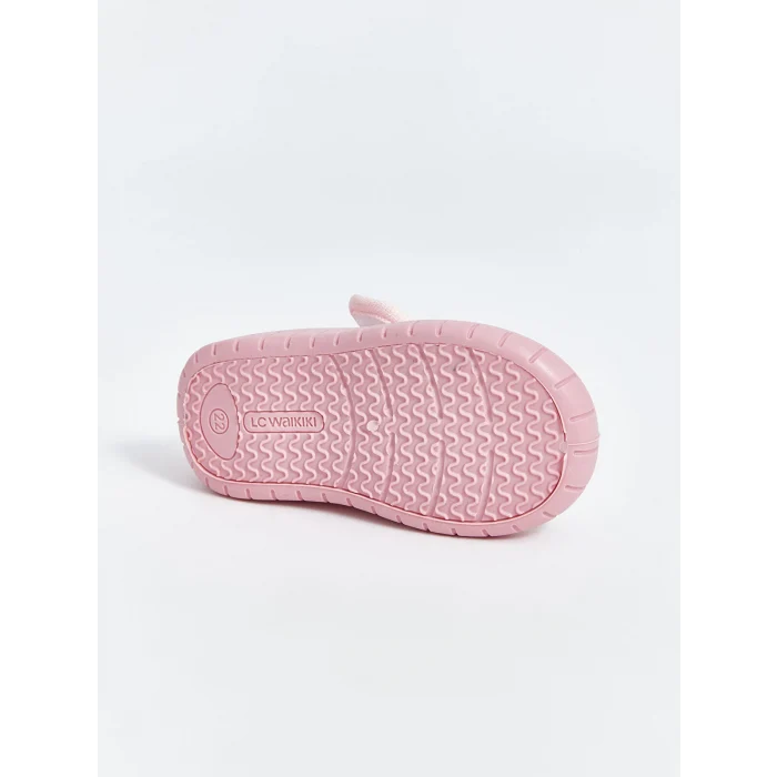 LCW STEPS Pembe Nakış Detaylı Cırt Cırtlı Kız Bebek Panduf