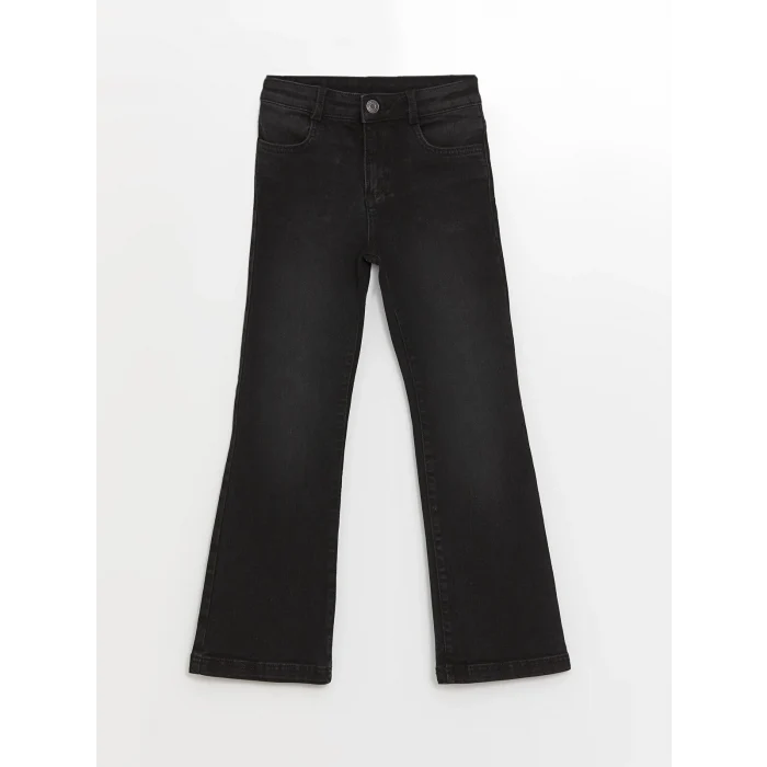 LCW Kids Siyah Beli Ayarlanabilir Lastikli Kız Çocuk Jean Pantolon
