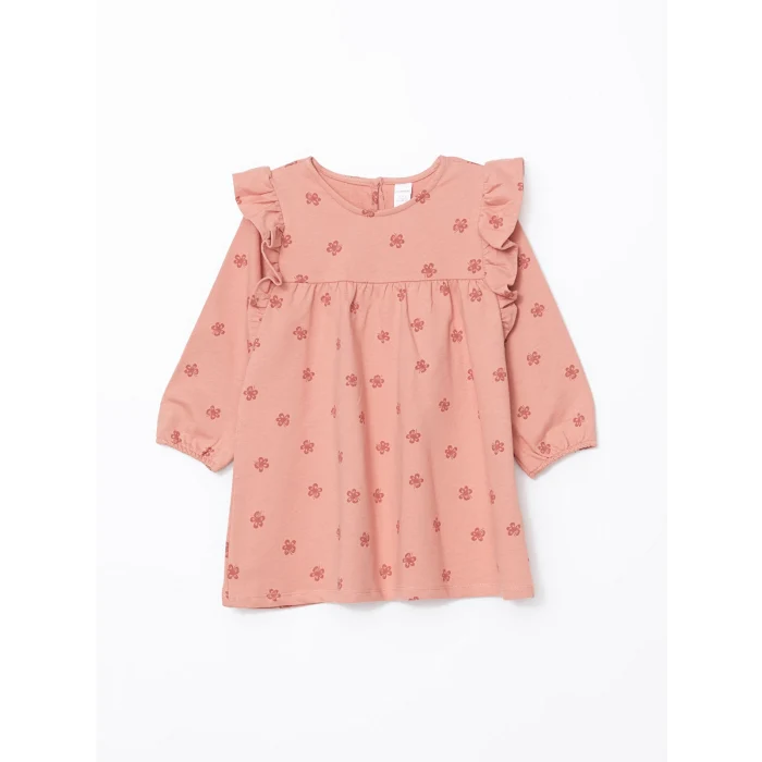 LCW Kids Pembe Bisiklet Yaka Uzun Kollu Kız Çocuk Elbise