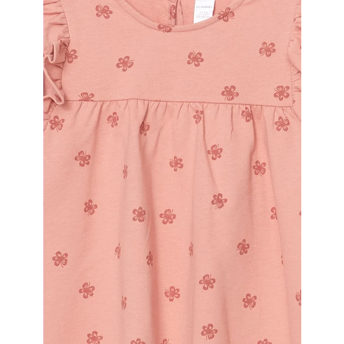 LCW Kids Pembe Bisiklet Yaka Uzun Kollu Kız Çocuk Elbise