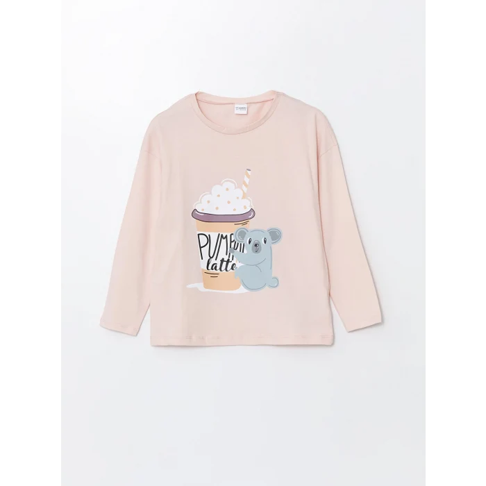 LCW Kids Lila Bisiklet Yaka Kız Çocuk Pijama Takımı