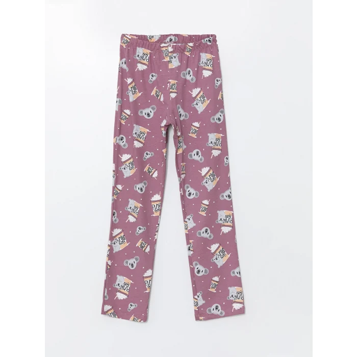 LCW Kids Lila Bisiklet Yaka Kız Çocuk Pijama Takımı