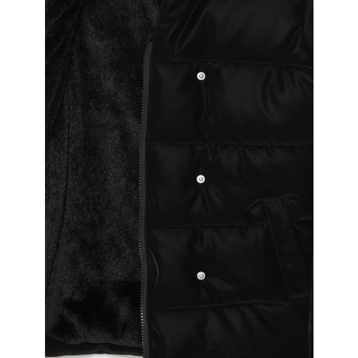 LCW Kids Siyah Kapüşonlu Kız Çocuk Kaban