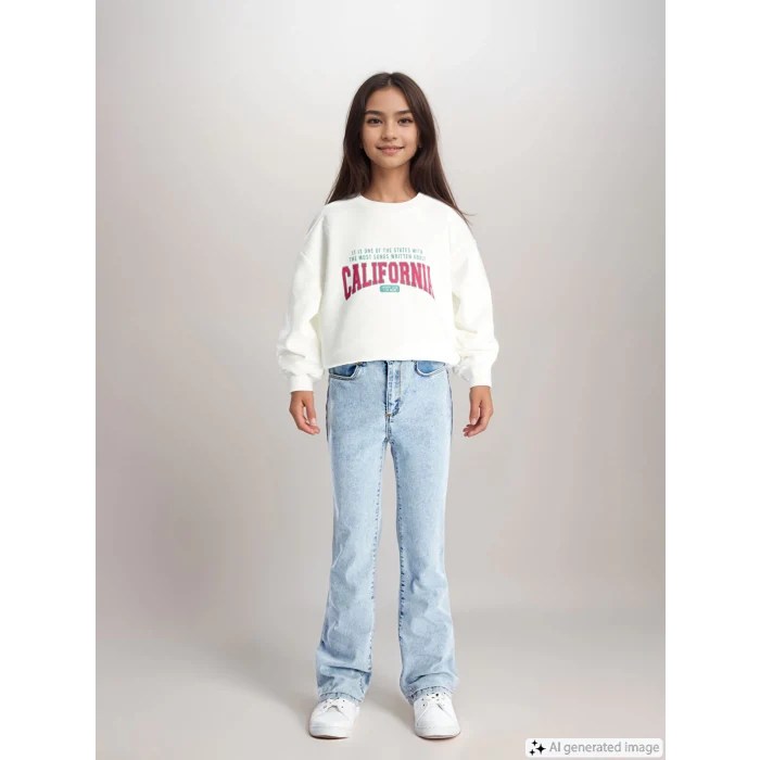 LCW Kids Mavi Beli Ayarlanabilir Lastikli Kız Çocuk Jean Pantolon
