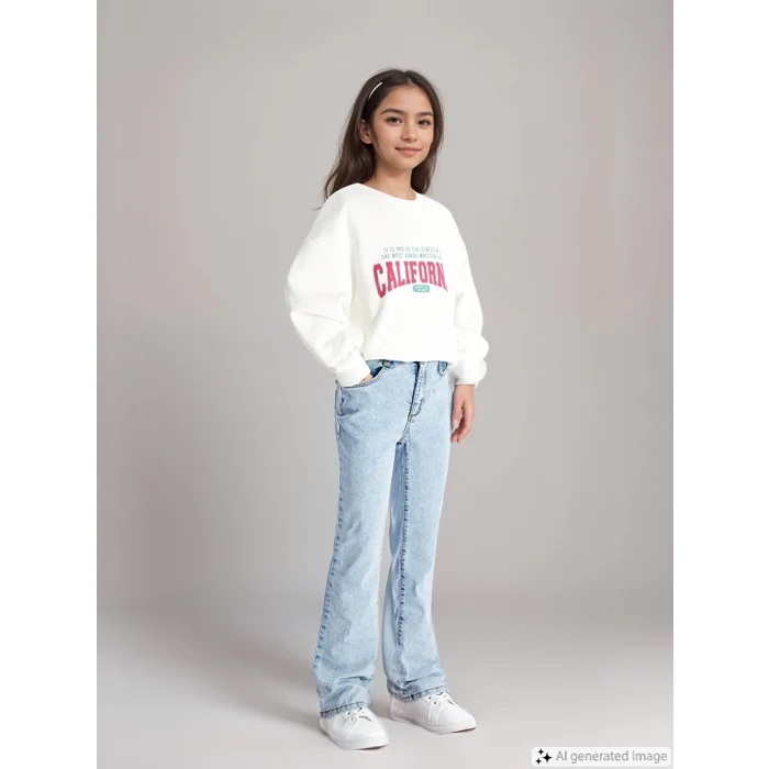 LCW Kids Mavi Beli Ayarlanabilir Lastikli Kız Çocuk Jean Pantolon