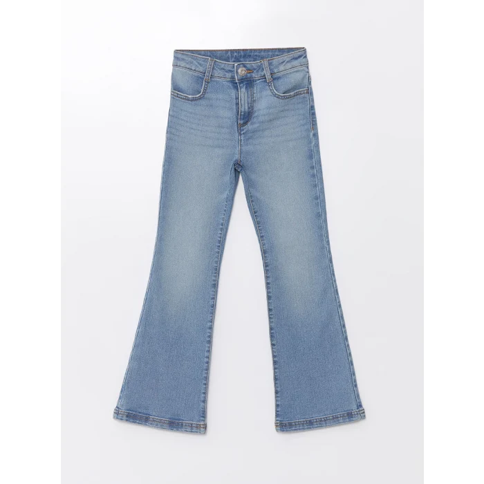LCW Kids Mavi Beli Ayarlanabilir Lastikli Kız Çocuk Jean Pantolon