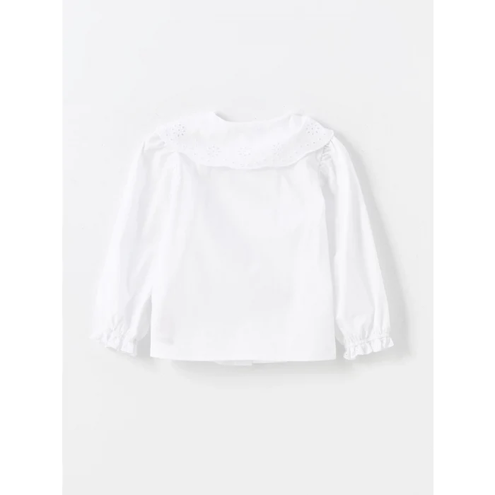 LCW Kids Beyaz Bebe Yaka Uzun Kollu Basic Kız Çocuk Gömlek