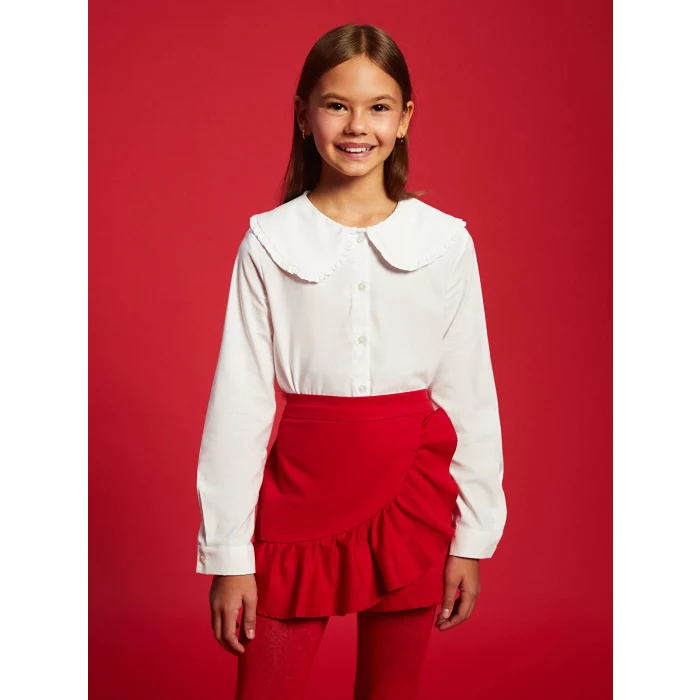 LCW Kids Beyaz Bebe Yaka Kız Çocuk Gömlek