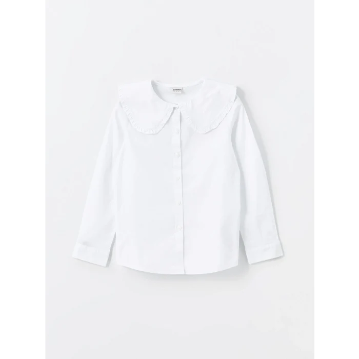 LCW Kids Beyaz Bebe Yaka Kız Çocuk Gömlek