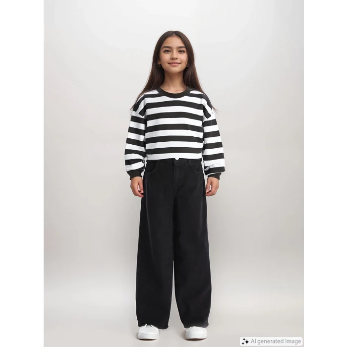 LCW Kids Siyah Beli Ayarlanabilir Lastikli Kız Çocuk Pantolon