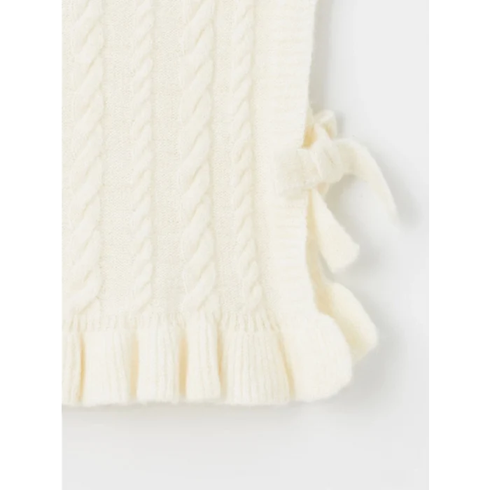 LCW Kids Ekru Bisiklet Yaka Triko Kız Çocuk Süveter