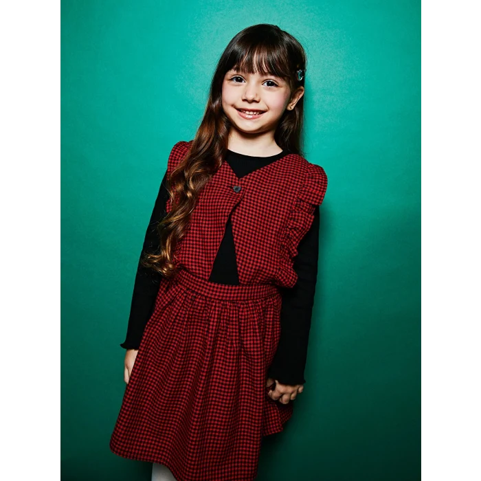 LCW Kids Siyah Yılbaşı Temalı Kız Çocuk Bluz ve Salopet Takım 2li Takım