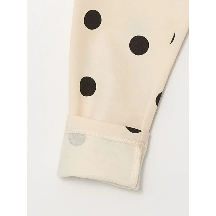 LCW Kids Ekru Beli Lastikli Puantiyeli Kız Çocuk Tayt 2li