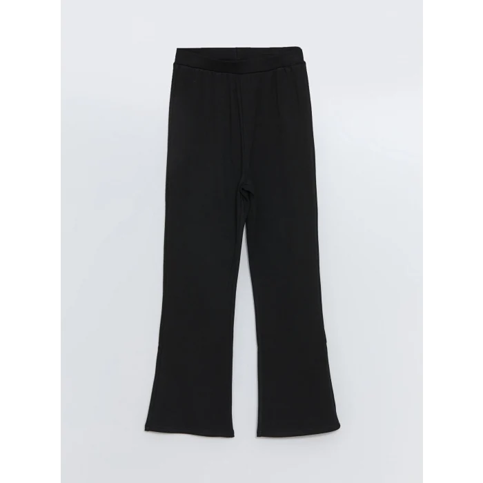 LCW Kids Siyah Beli Lastikli İspanyol Paça Kız Çocuk Tayt