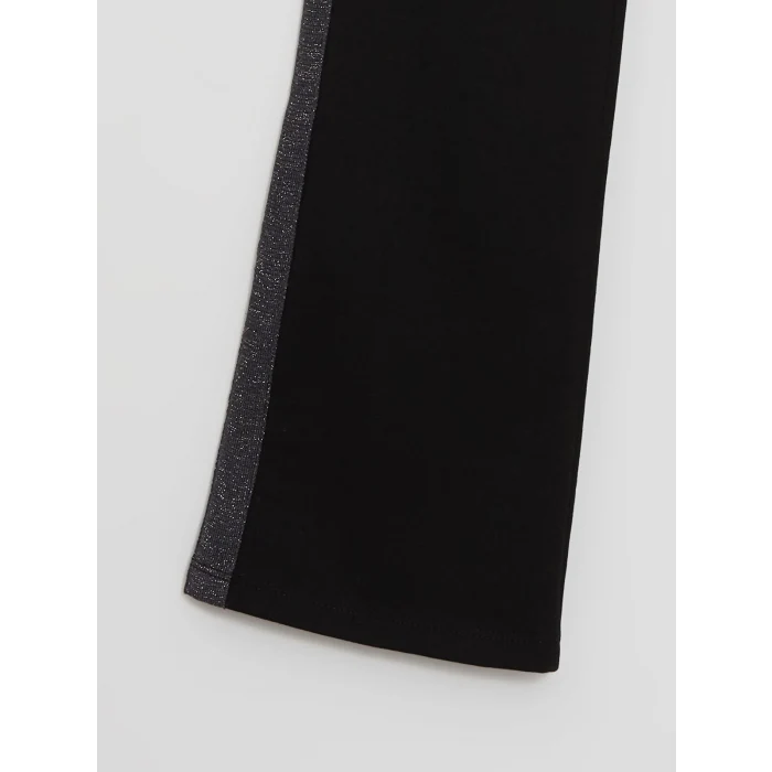 LCW Kids Siyah Beli Lastikli İspanyol Paça Kız Çocuk Tayt