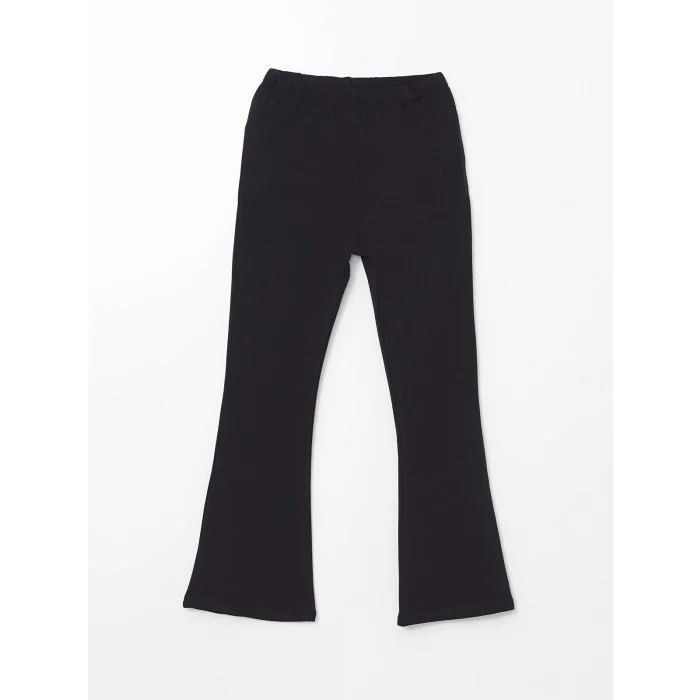 LCW Kids Siyah Beli Lastikli İspanyol Paça Kız Çocuk Tayt