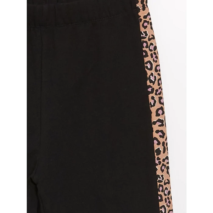 LCW Kids Siyah Beli Lastikli İspanyol Paça Kız Çocuk Tayt