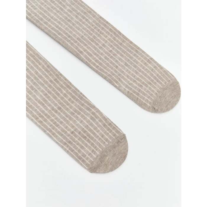 LCW Kids Ekru Çizgili Erkek Çocuk Külotlu Çorap 2li