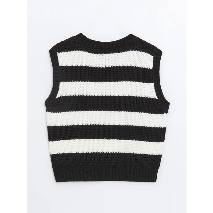 LCW Kids Ekru Bisiklet Yaka Kız Çocuk Triko Süveter