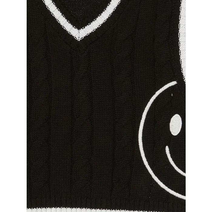 LCW Kids Siyah V Yaka Kız Çocuk Triko Süveter
