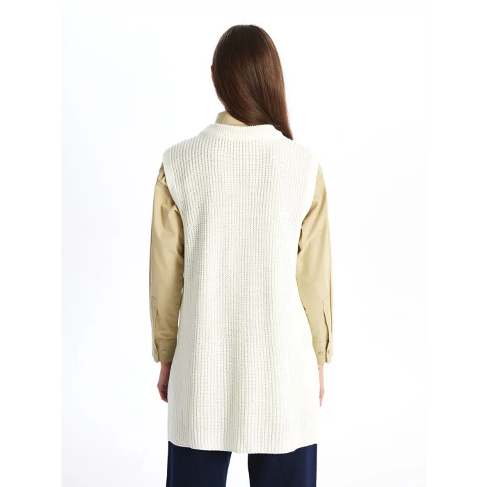 LCW Modest Bej Kadın Bisiklet Yaka Düz Triko Süveter