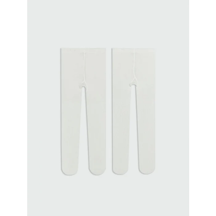 LCW Kids Ekru Desenli Kız Çocuk Külotlu Çorap 2li