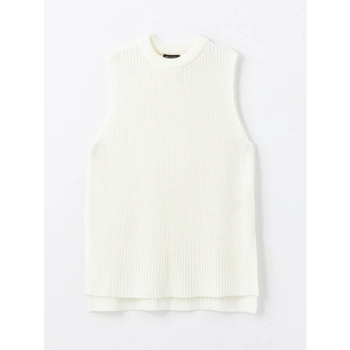 LCW Modest Bej Kadın Bisiklet Yaka Düz Triko Süveter