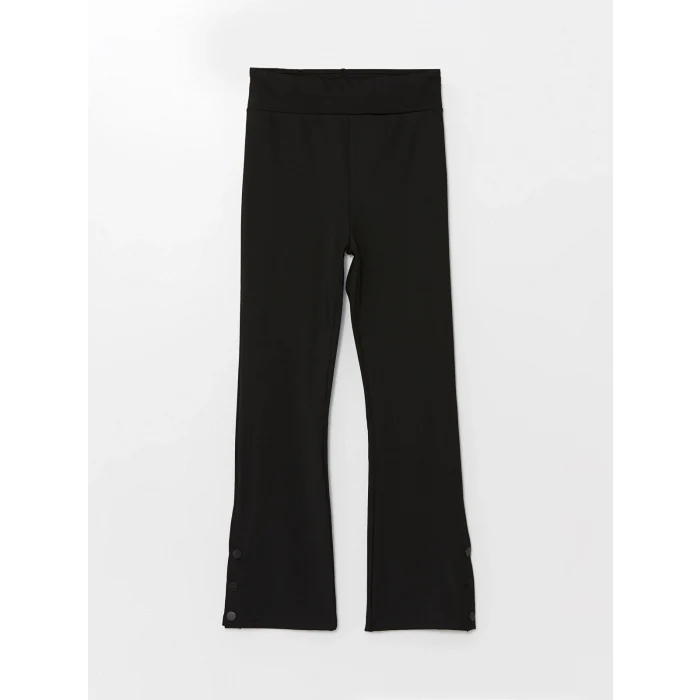 LCW Kids Siyah Beli Lastikli İspanyol Paça Kız Çocuk Tayt