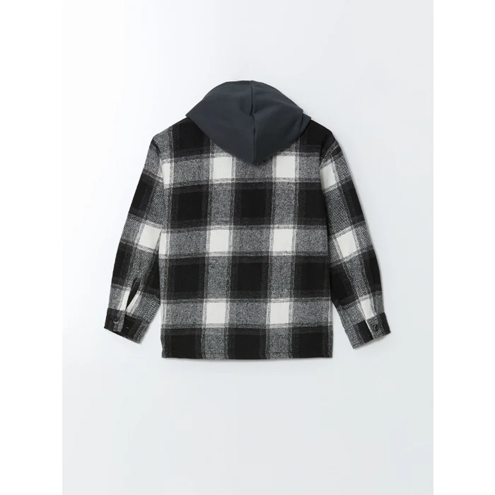 LCW Kids Antrasit Kapüşonlu Ekose Erkek Çocuk Gömlek Ceket