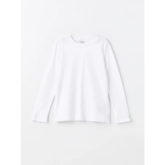 LCW Kids Beyaz Bisiklet Yaka Erkek Çocuk Tişört