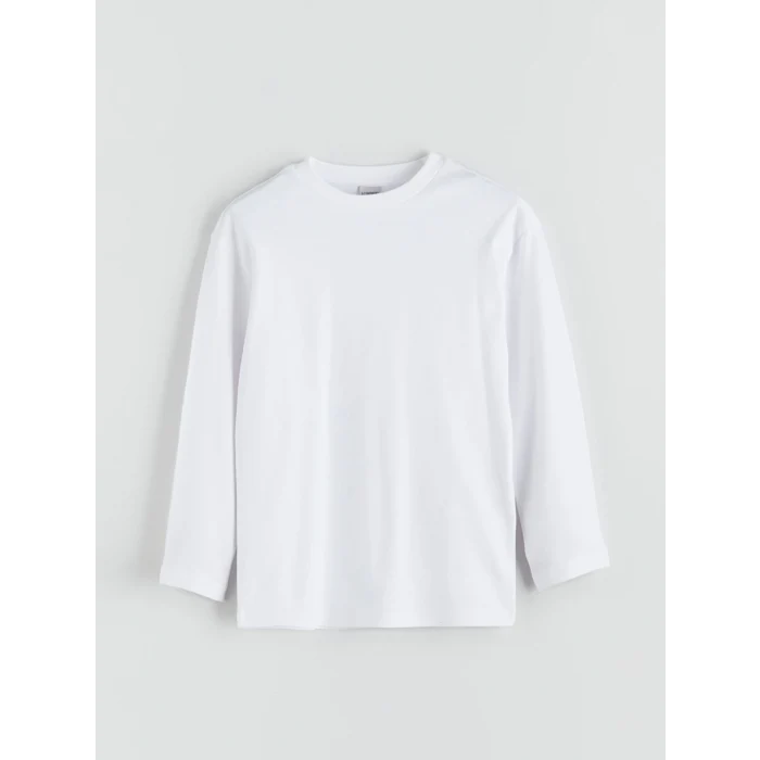 LCW Kids Beyaz Bisiklet Yaka Erkek Çocuk Tişört